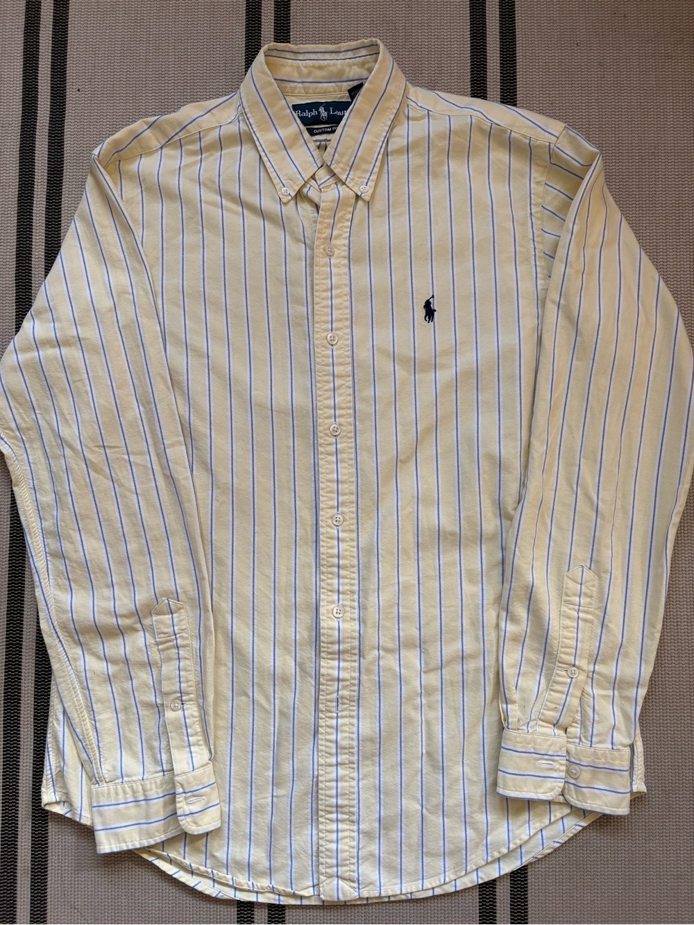 Ralph Lauren Yellow Button-Down Shirt with Blue Stripes